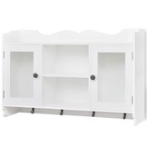Witte MDF Wandschap met Deurtjes & Haken - 34% Korting!
