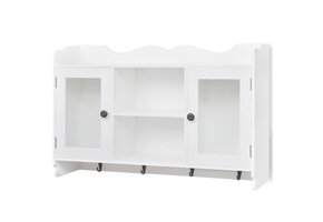Witte MDF Wandschap met Deurtjes & Haken - 34% Korting!