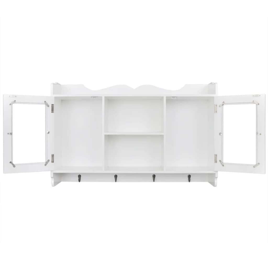 Witte MDF Wandschap met Deurtjes & Haken - 34% Korting!