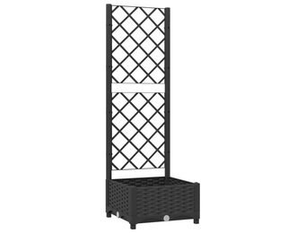 Zwarte Plantenbak met Latwerk 40x40x121,5 cm - 33% Korting!