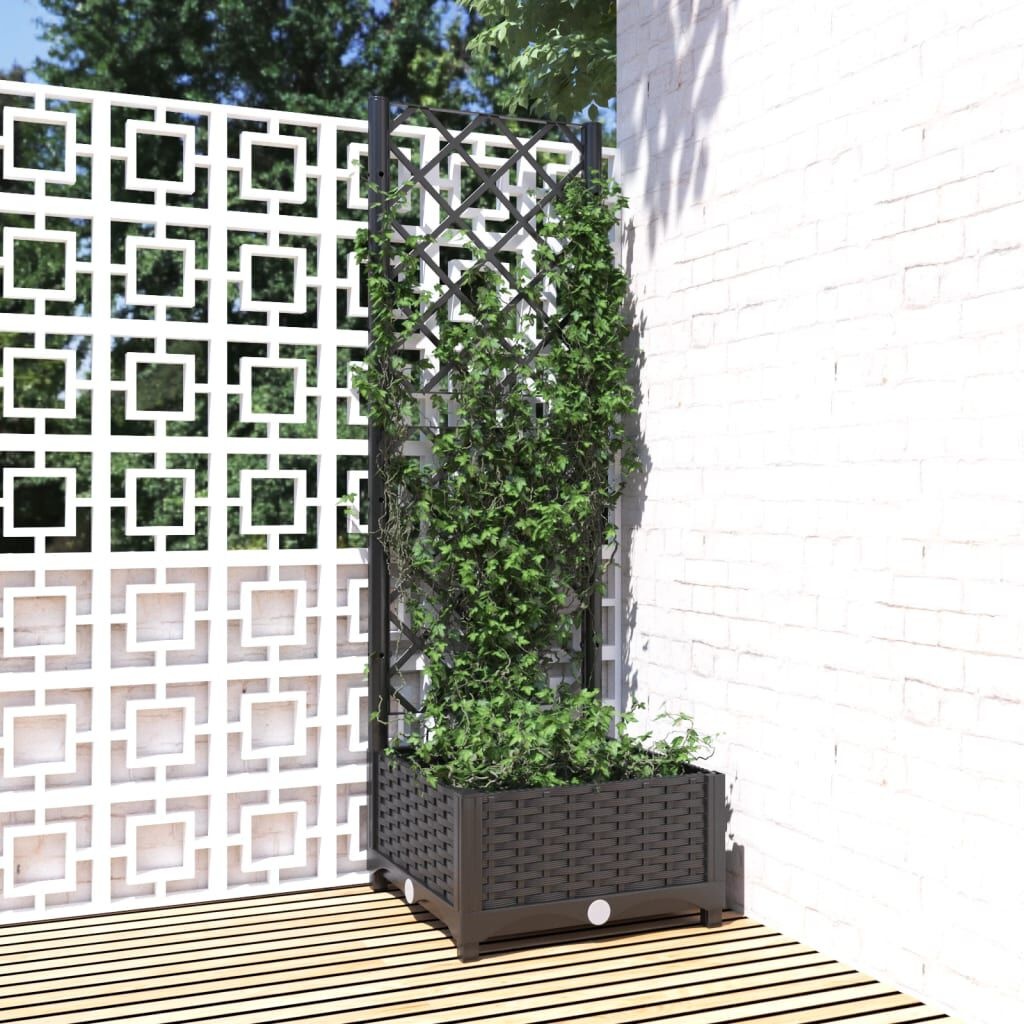 Zwarte Plantenbak met Latwerk 40x40x121,5 cm - 33% Korting!