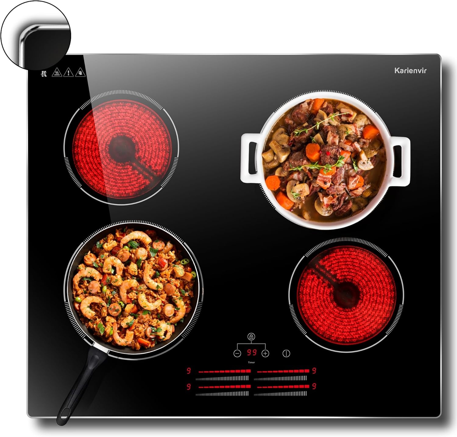 Elektrische Inbouw Kookplaat 60cm 4 Zones - 35% Korting