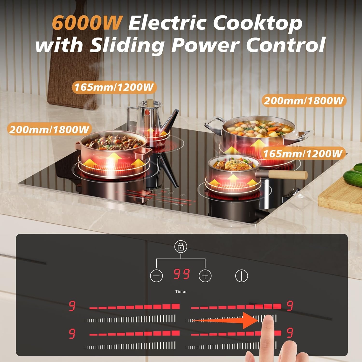 Elektrische Inbouw Kookplaat 60cm 4 Zones - 35% Korting