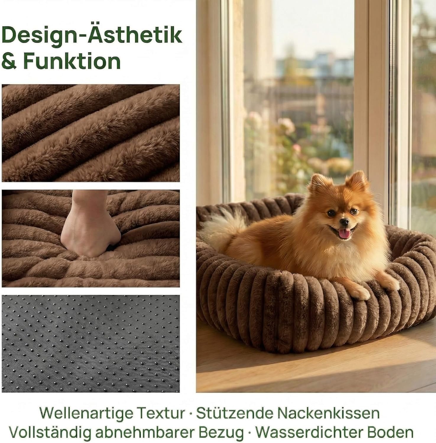 Wasbaar Hondenkussen Antislip Bruin - Maat S (50x48x15 cm) - 33% Korting