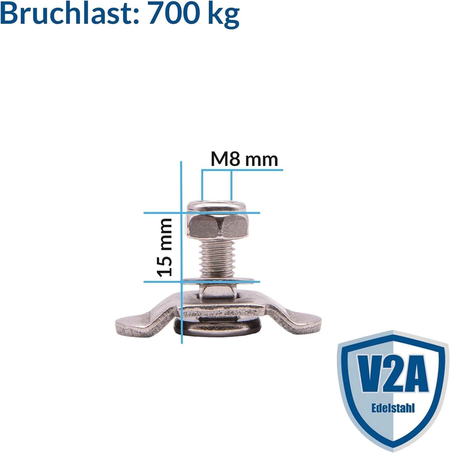 Airline Rail Schroefverbindingen | 10 Stuks RVS | M8 x 15mm | 700kg Breukbelasting