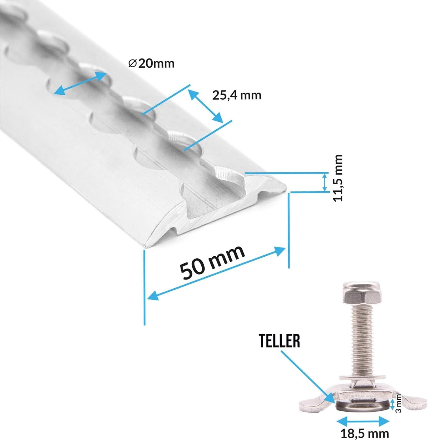 Airline Rail Schroefverbindingen | 10 Stuks RVS | M8 x 15mm | 700kg Breukbelasting