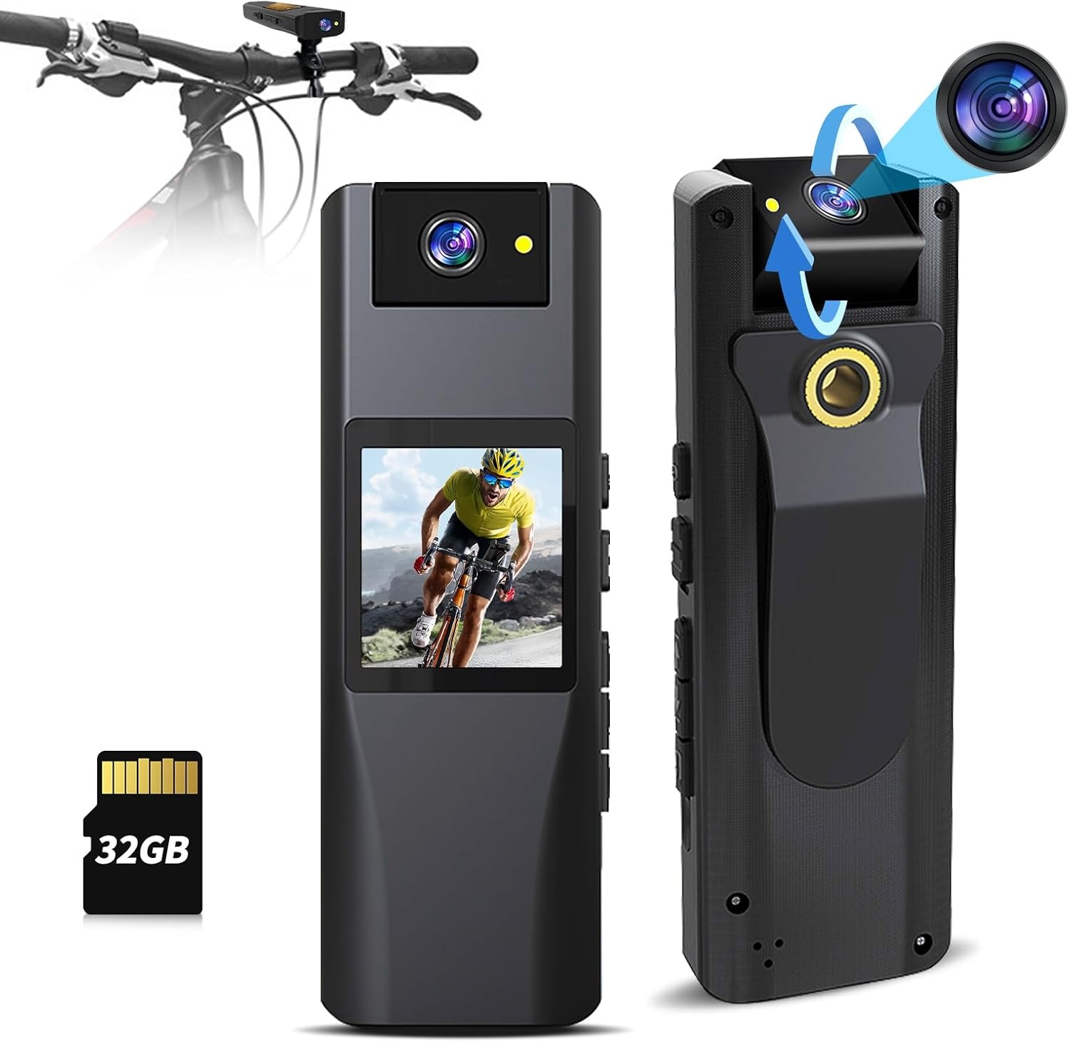 Lichaamscamera A2: 1080P HD, 32GB, 180° Draaibare Lens - Nu 29% Korting!