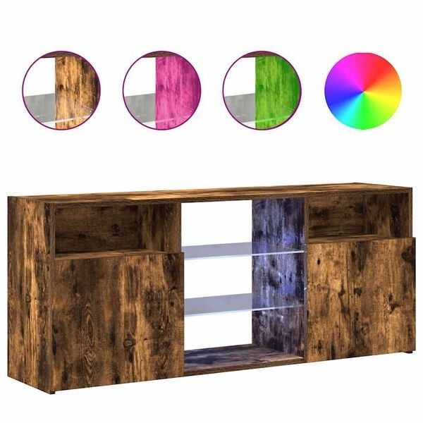 TV-meubel met LED 120x30x50 cm Gerookt Eiken - 34% Korting!