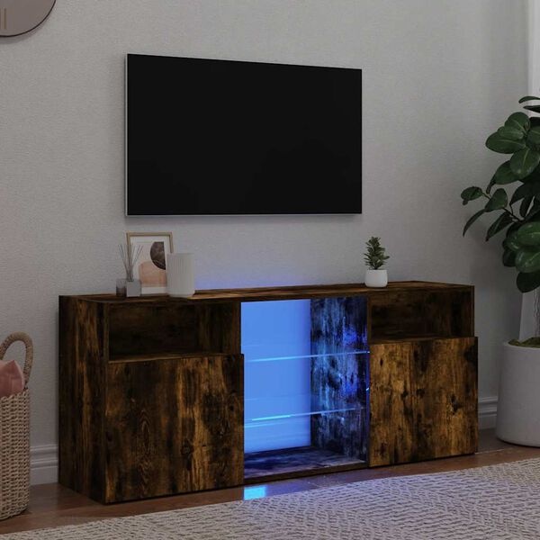 TV-meubel met LED 120x30x50 cm Gerookt Eiken - 34% Korting!