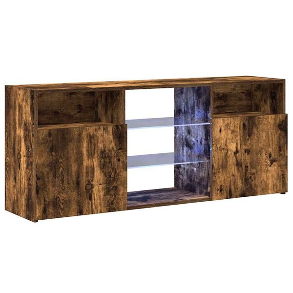 TV-meubel met LED 120x30x50 cm Gerookt Eiken - 34% Korting!