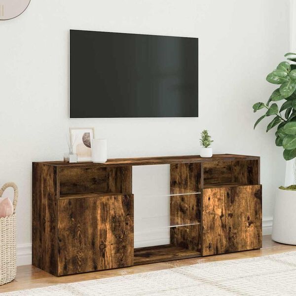 TV-meubel met LED 120x30x50 cm Gerookt Eiken - 34% Korting!