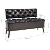 Zwarte Opbergbank met Rugleuning - 110 cm Kunstleer - 35% Korting