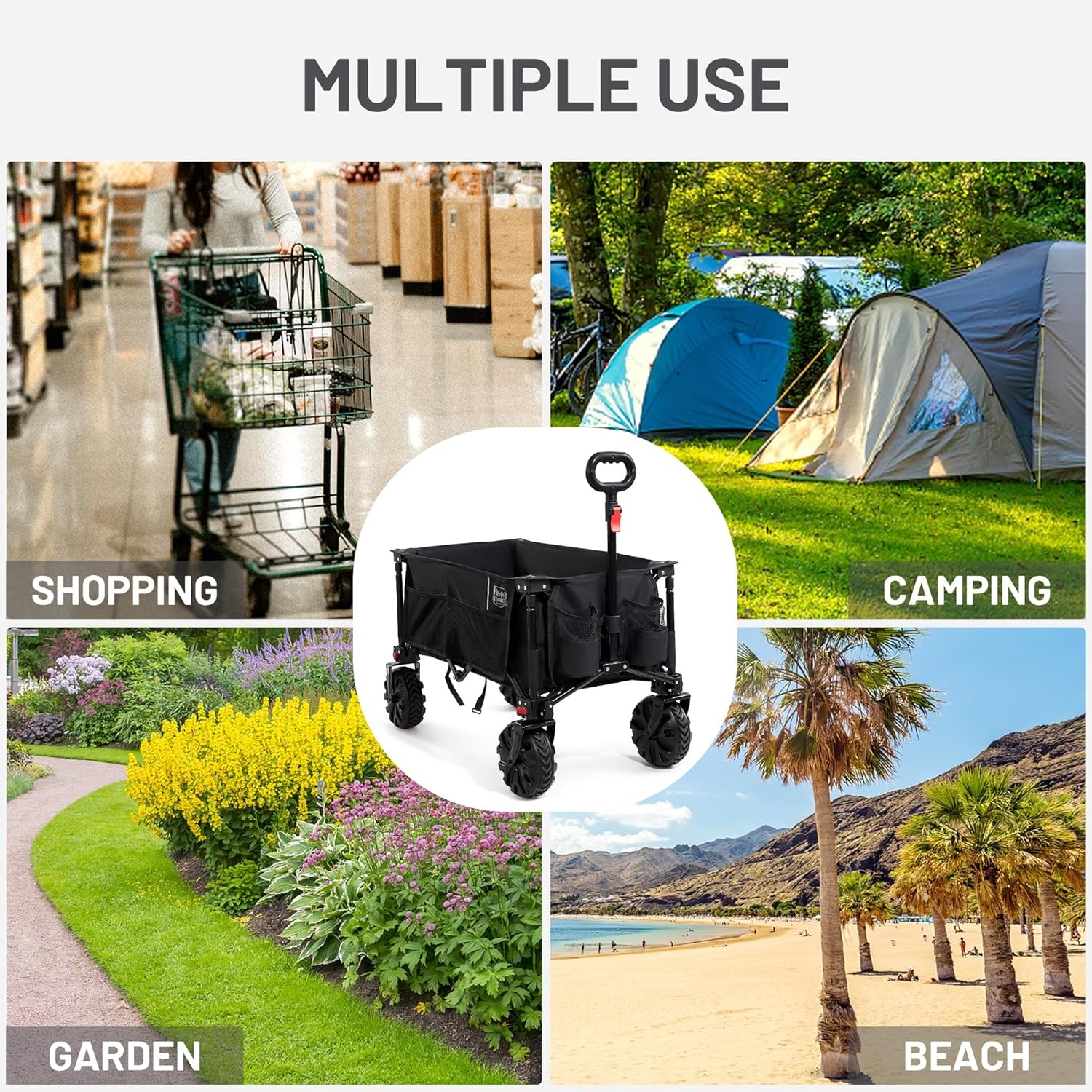 Inklapbare Trolley Zwart | 100kg Draagvermogen | Festivals & Kamperen | -34%