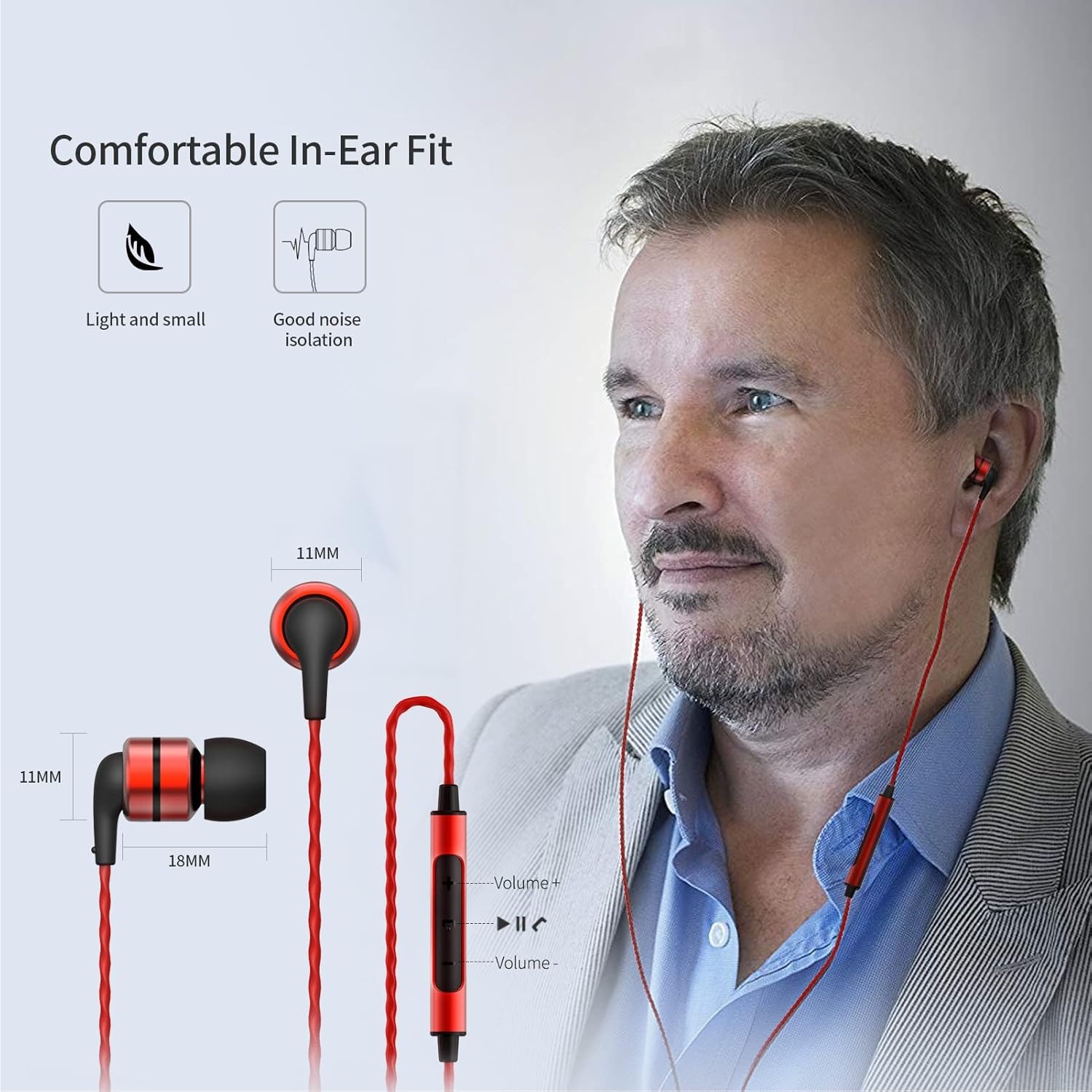 Oordopjes E80C Rood - Hifi Stereo met Microfoon - 33% Korting