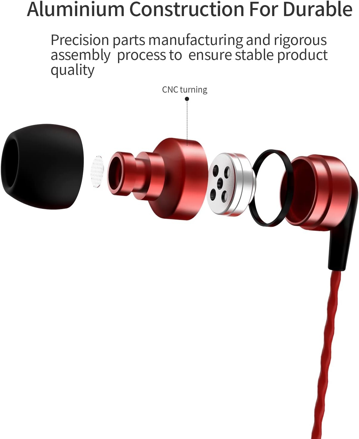 Oordopjes E80C Rood - Hifi Stereo met Microfoon - 33% Korting