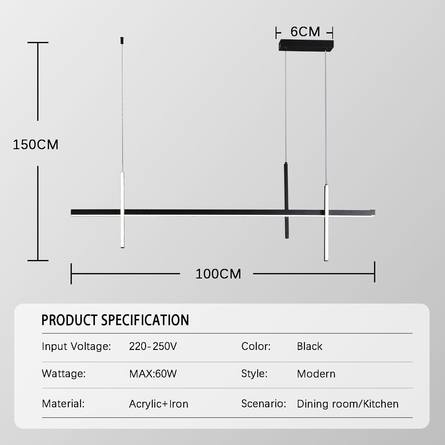 Zwarte LED Hanglamp 100cm | Dimbaar, Kleurinstelling & Afstandsbediening | 29% Korting