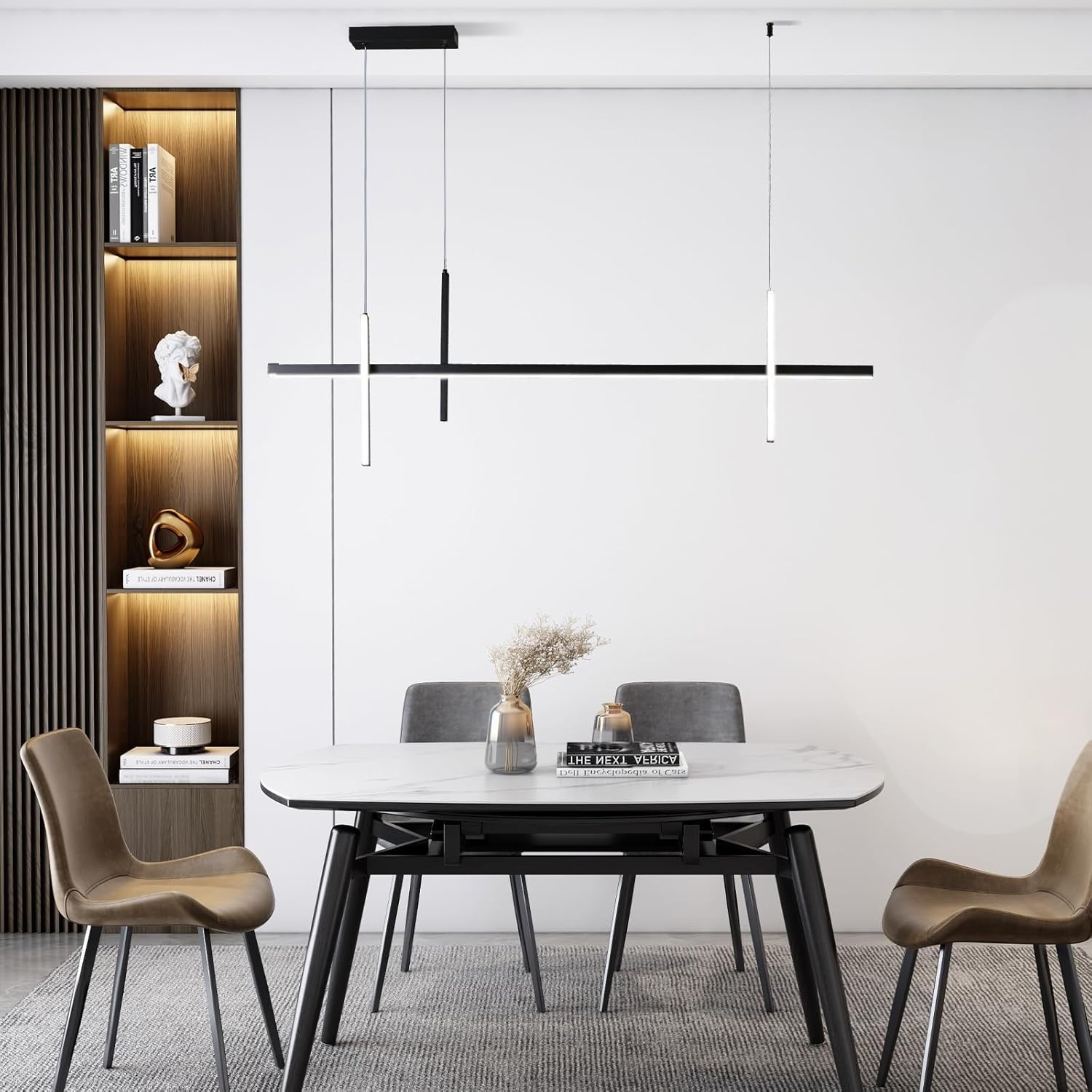 Zwarte LED Hanglamp 100cm | Dimbaar, Kleurinstelling & Afstandsbediening | 29% Korting