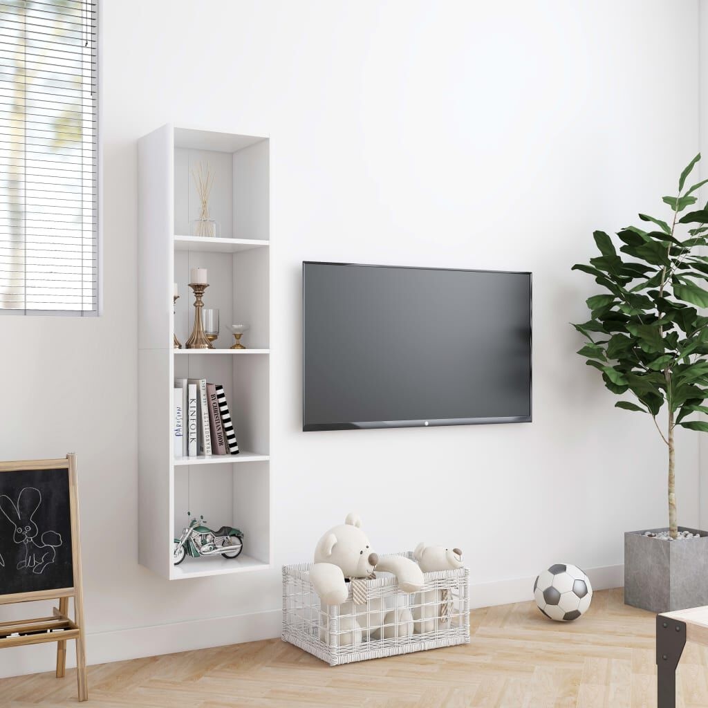 Moderne Boekenkast/TV-meubel 143x30x36 cm Wit - 34% Korting