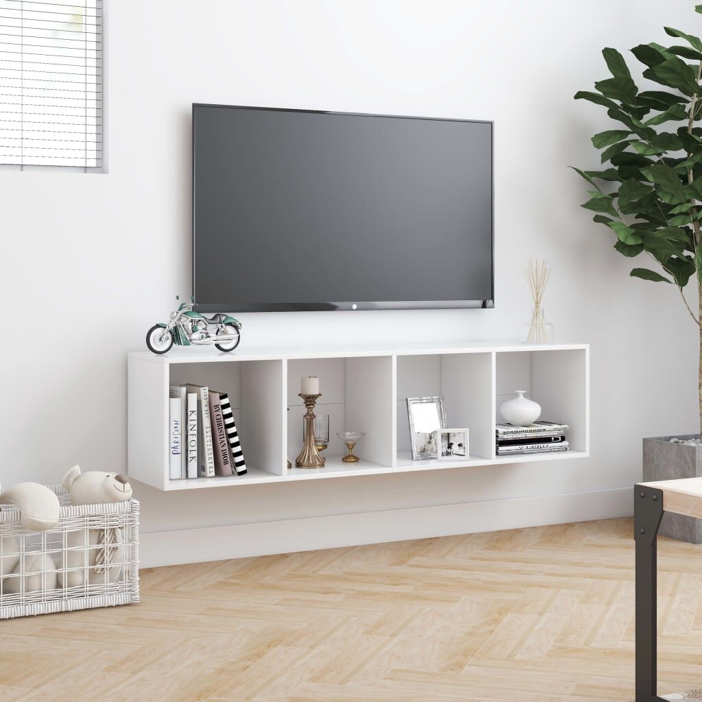 Moderne Boekenkast/TV-meubel 143x30x36 cm Wit - 34% Korting