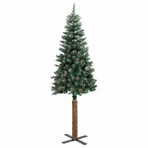 Smal Groene Kerstboom 210cm met Sneeuw & Dennenappels - 34% Korting!