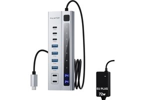 USB-C Hub 9-in-1: 10Gbps Data & 72W Voeding