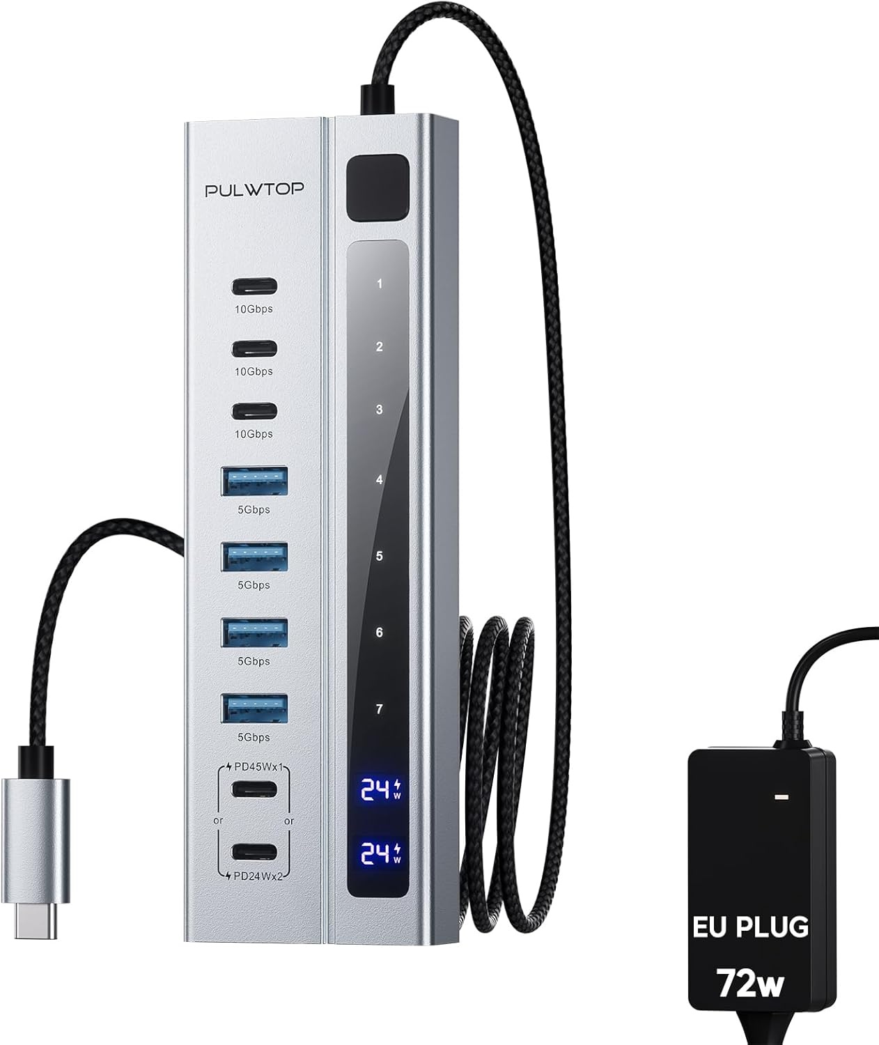 USB-C Hub 9-in-1: 10Gbps Data & 72W Voeding