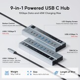 USB-C Hub 9-in-1: 10Gbps Data & 72W Voeding