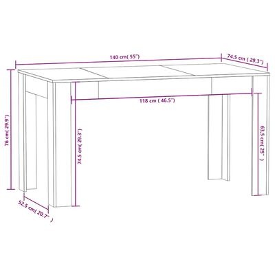 vidaXL Eettafel 140x74,5x76 cm - 54% Korting!