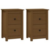 2x Massief Grenen Nachtkastjes - Honingbruin - 40x35x61,5 cm - 34% Korting