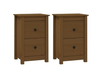 2x Massief Grenen Nachtkastjes - Honingbruin - 40x35x61,5 cm - 34% Korting