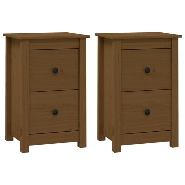 2x Massief Grenen Nachtkastjes - Honingbruin - 40x35x61,5 cm - 34% Korting