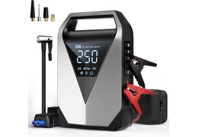 6-in-1 Startbooster Compressor Powerbank 12V Benzine/Diesel 8L 3000A 150PSI 20000mAh LCD QC3.0 LED - 29% Korting!