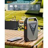 6-in-1 Startbooster Compressor Powerbank 12V Benzine/Diesel 8L 3000A 150PSI 20000mAh LCD QC3.0 LED - 29% Korting!