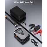 6-in-1 Startbooster Compressor Powerbank 12V Benzine/Diesel 8L 3000A 150PSI 20000mAh LCD QC3.0 LED - 29% Korting!
