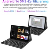 Android 14 Tablet 10" met Toetsenbord - 12GB RAM, 128GB, Zilver-Grijs (29% Korting)