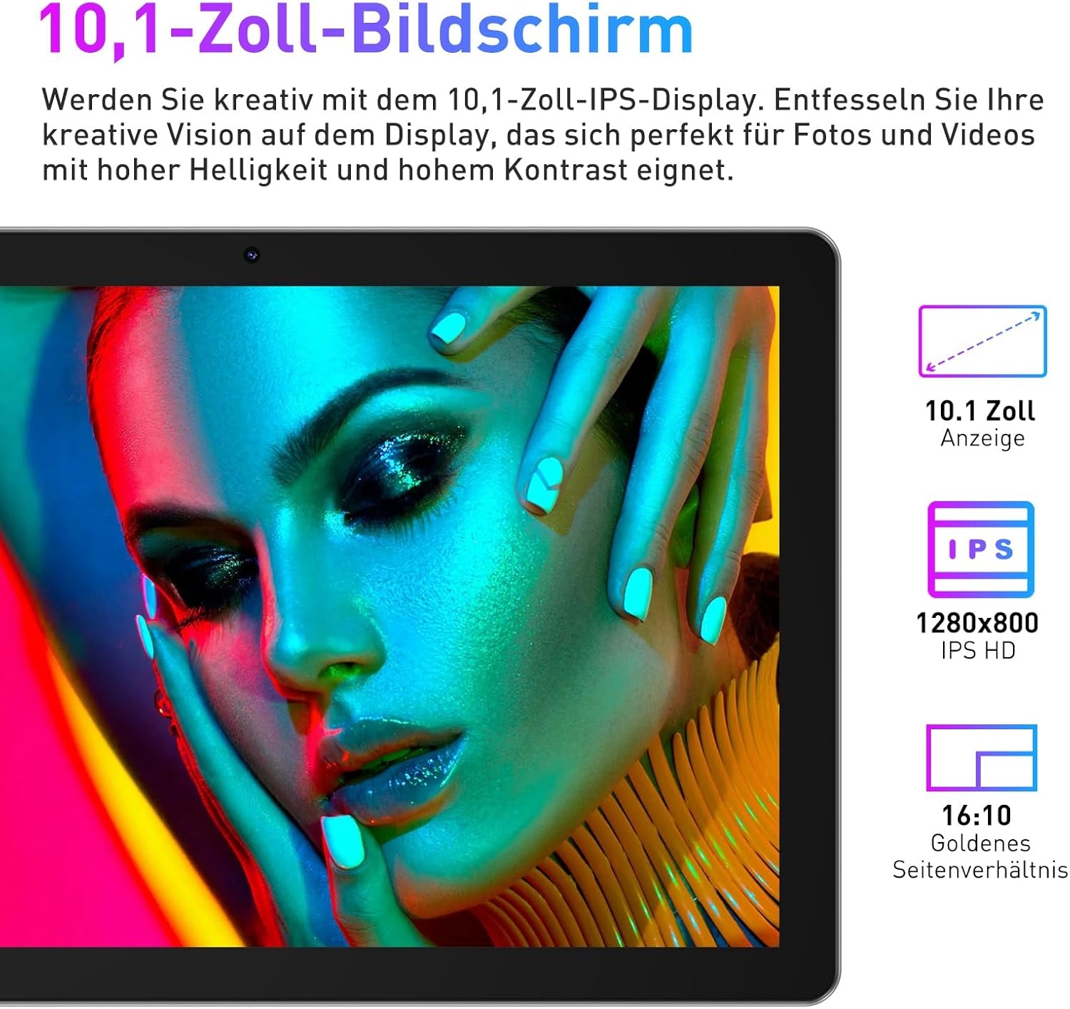 Android 14 Tablet 10" met Toetsenbord - 12GB RAM, 128GB, Zilver-Grijs (29% Korting)