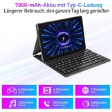 Android 14 Tablet 10" met Toetsenbord - 12GB RAM, 128GB, Zilver-Grijs (29% Korting)