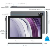 Android 14 Tablet 10" met Toetsenbord - 12GB RAM, 128GB, Zilver-Grijs (29% Korting)