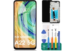 Zwart LCD Scherm met Frame voor Galaxy A22 5G - 68% Korting