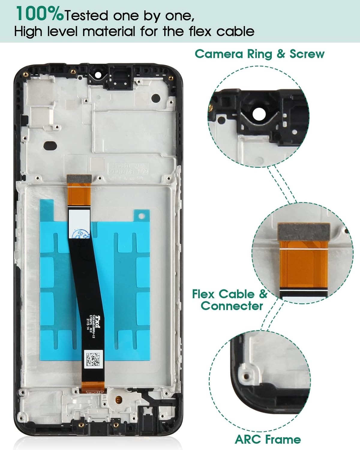 Zwart LCD Scherm met Frame voor Galaxy A22 5G | 1080x2400 pixels | 28% Korting