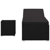 Verstelbaar Ligbed van Poly Rattan met Kussen en Tafel - Zwart (35% Korting)