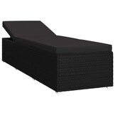 Verstelbaar Ligbed van Poly Rattan met Kussen en Tafel - Zwart (35% Korting)