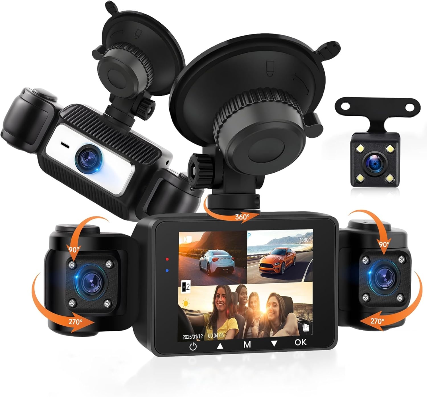4-Kanaals Dashcam 360° Auto - FHD 1080p - 29% Korting