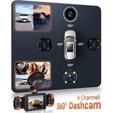 4-Kanaals Dashcam 360° Auto - FHD 1080p - 29% Korting