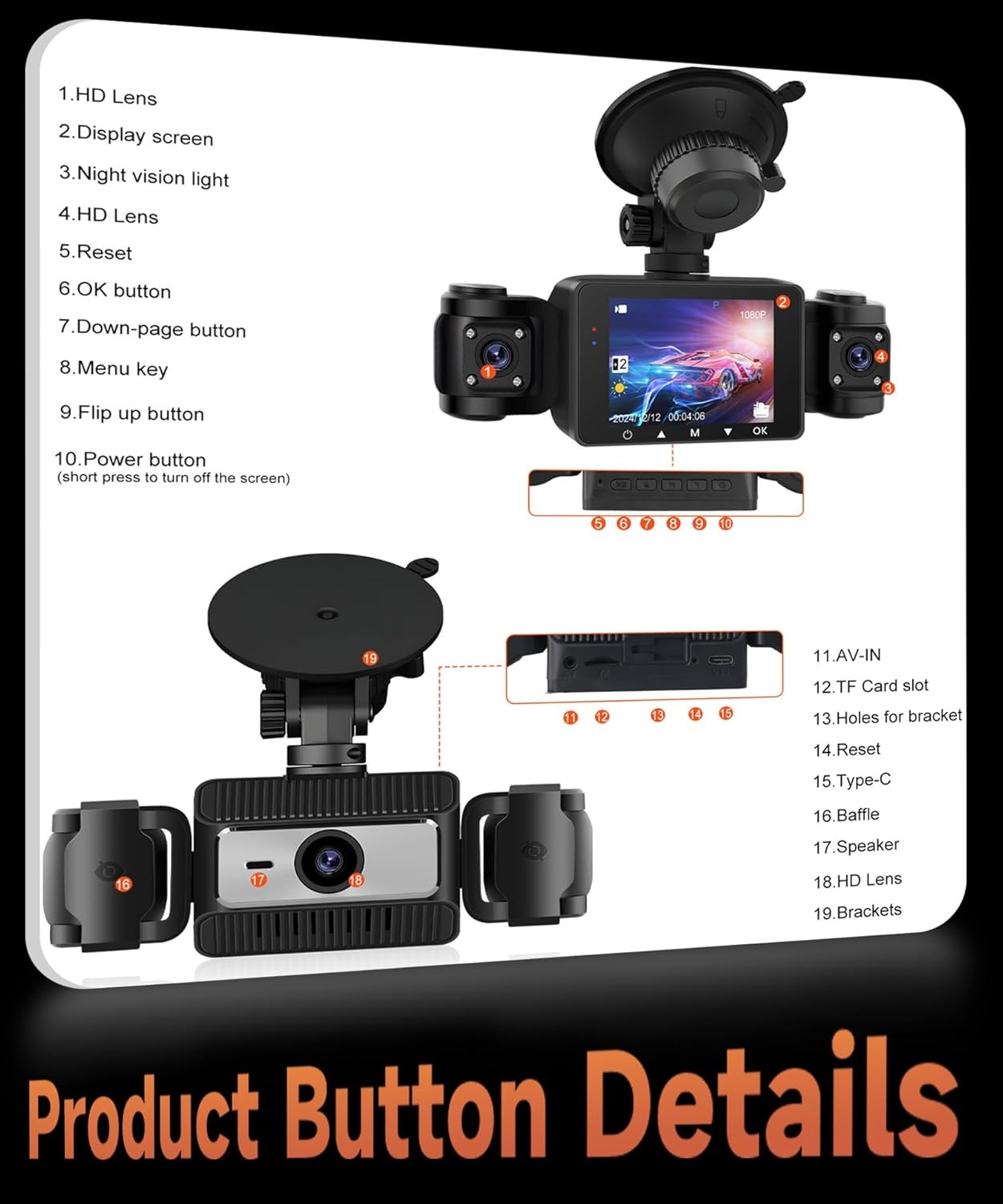 4-Kanaals Dashcam 360° Auto - FHD 1080p - 29% Korting