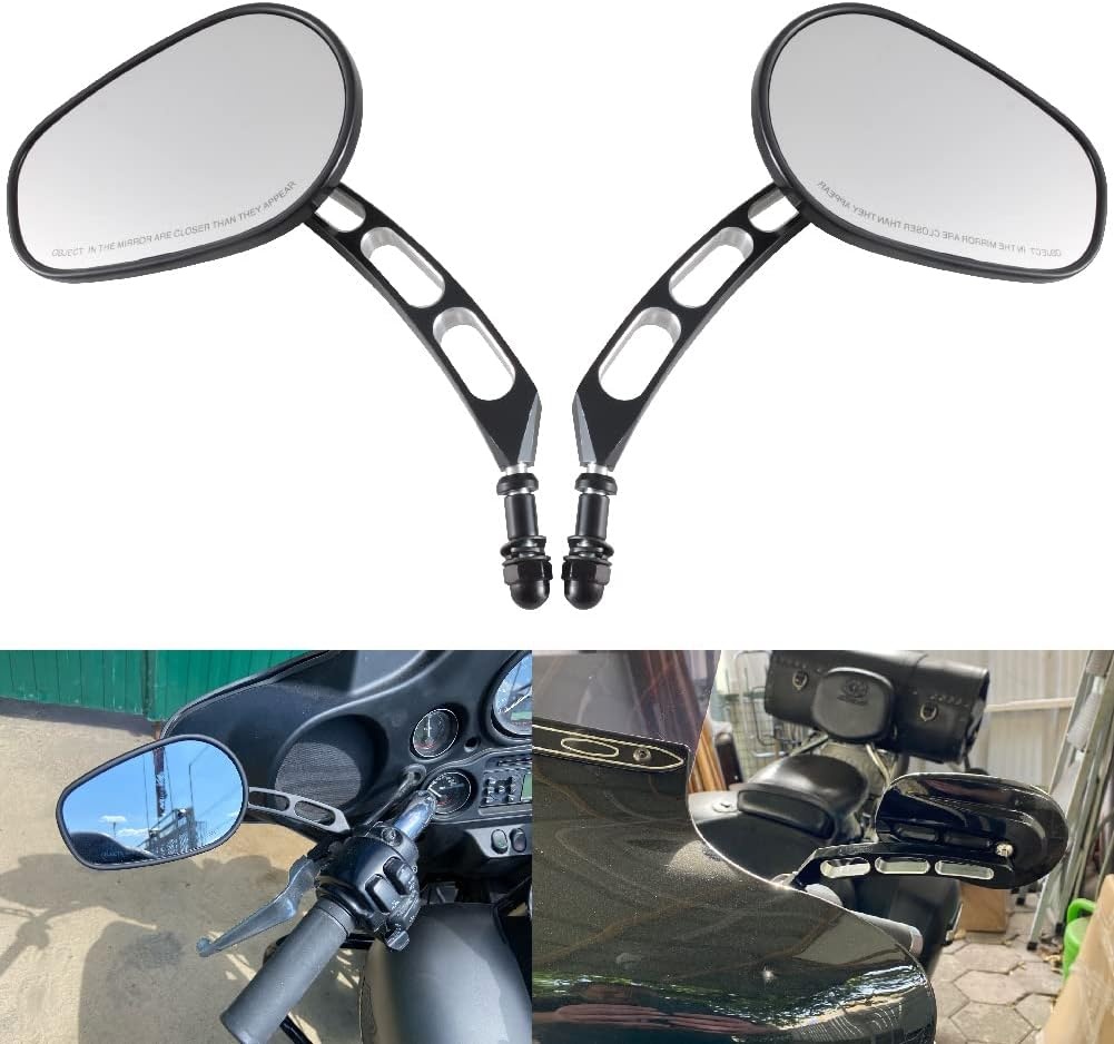 Zwarte Motor Spiegel Set 8mm voor Harley Davidson - 29% Korting