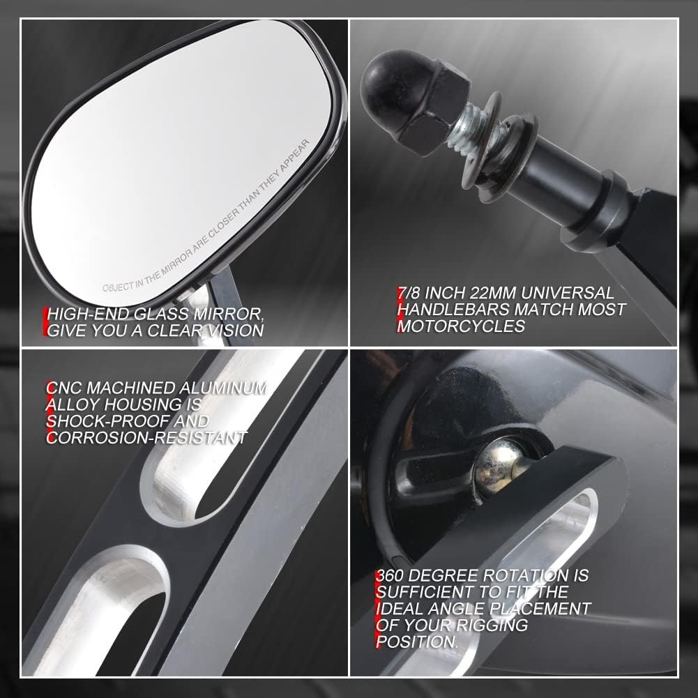 Zwarte Motor Spiegel Set 8mm voor Harley Davidson - 29% Korting