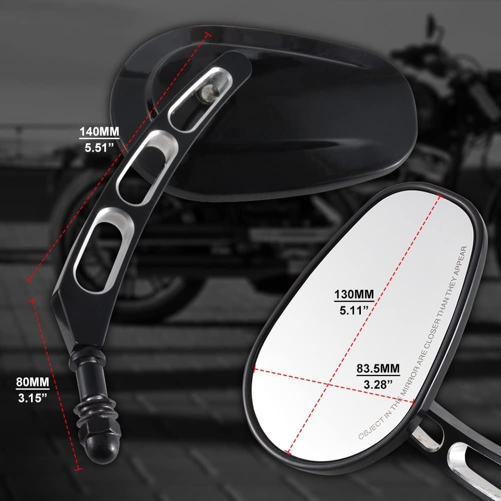 Zwarte Motor Spiegel Set 8mm voor Harley Davidson - 29% Korting