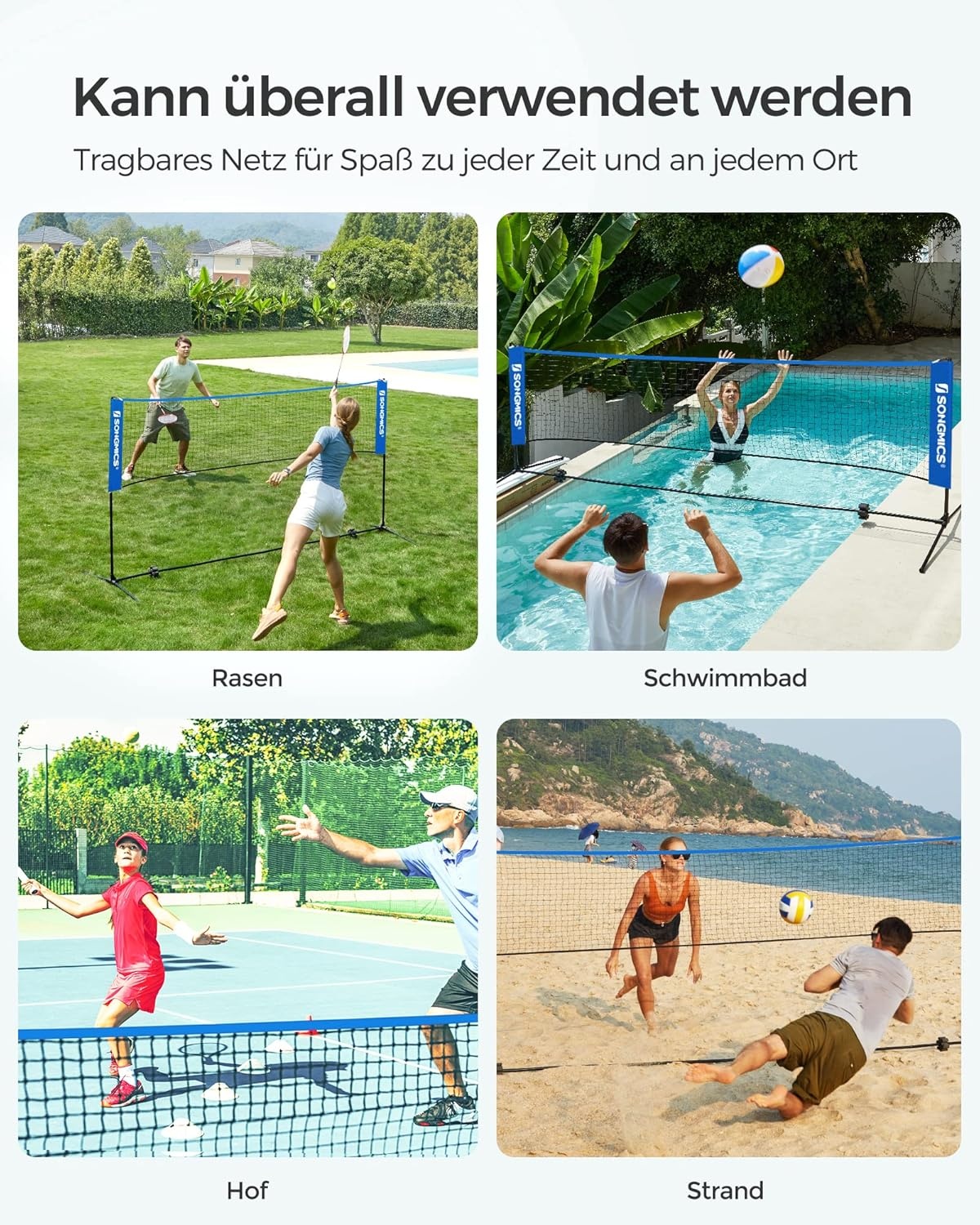 Verstelbaar Sportnet - Blauw - 300cm - 33% Korting
