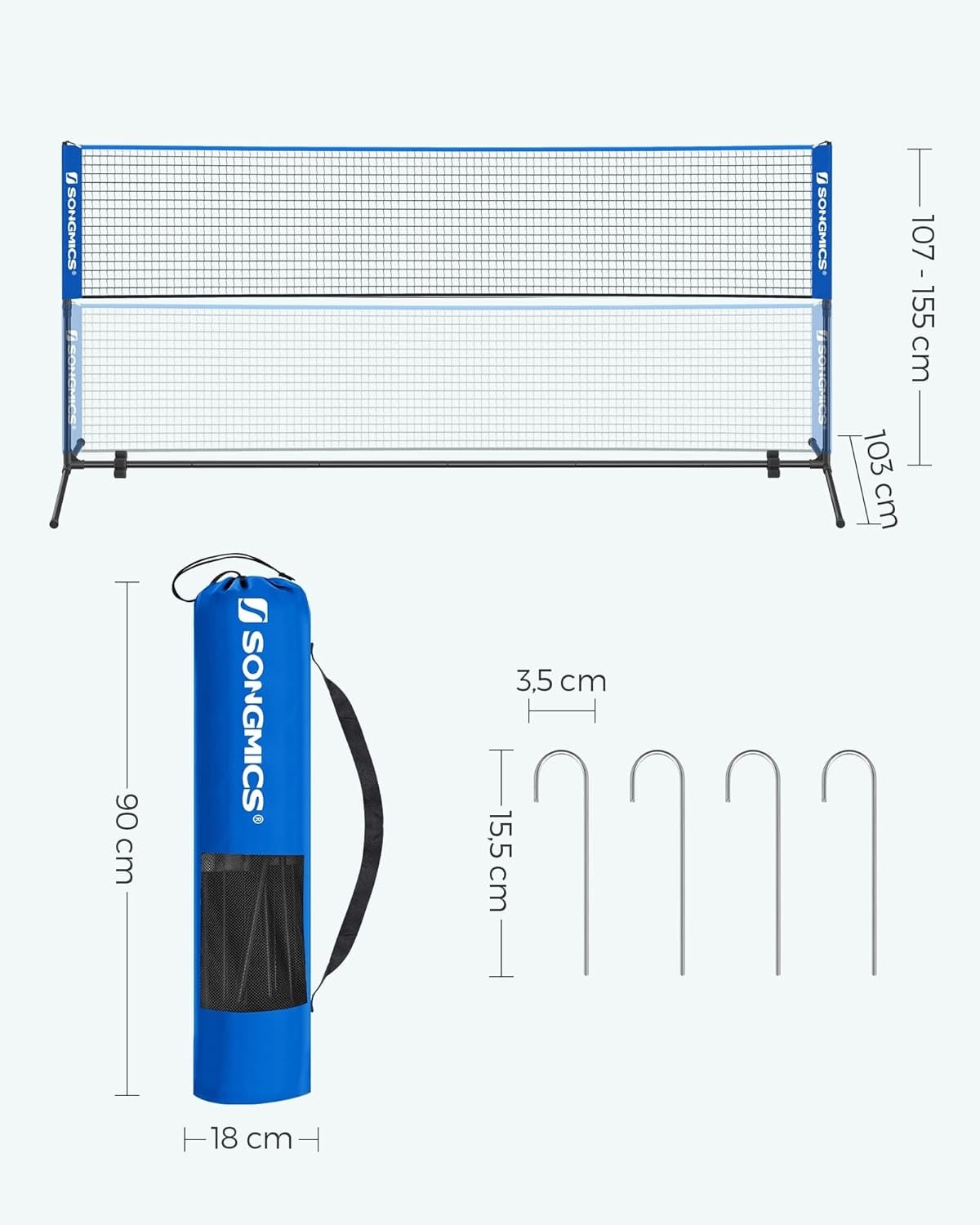 Verstelbaar Sportnet - Blauw - 300cm - 33% Korting